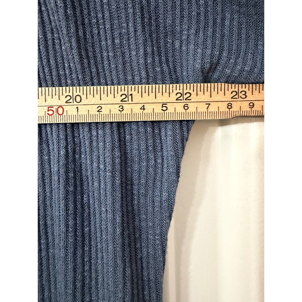 Lilyful | Ribbed Ruffle Sleeve Open Cardigan | Large || Blue | - Picture 4 of 5